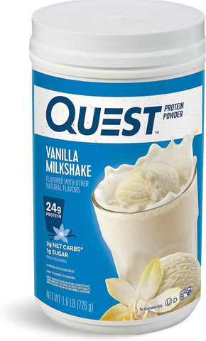 Quest Nutrition Vanilla Milkshake Protein Powder, 24g Protein, 1.6 Pound | 23 Servings, 3g Net Carbs, 1g Sugar, Low Carb, Gluten Free