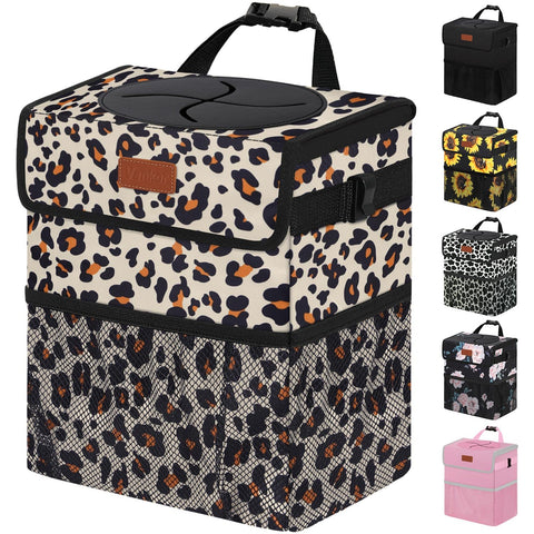 Vankor Car Trash Can with Lid Leak Proof Car Accessories for Women