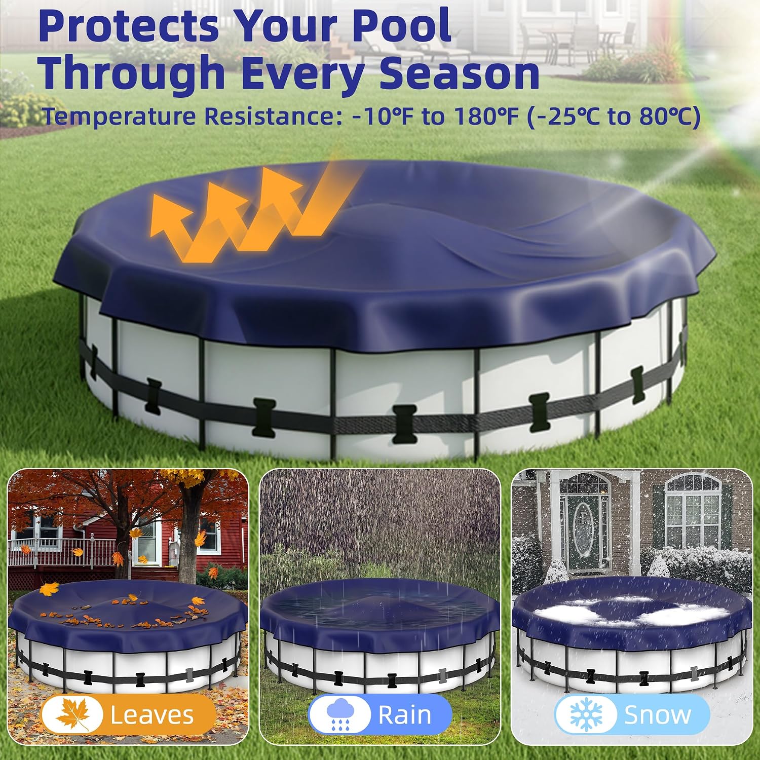 POOLACC Pool Cover for Above Ground Pools, 24 ft Round