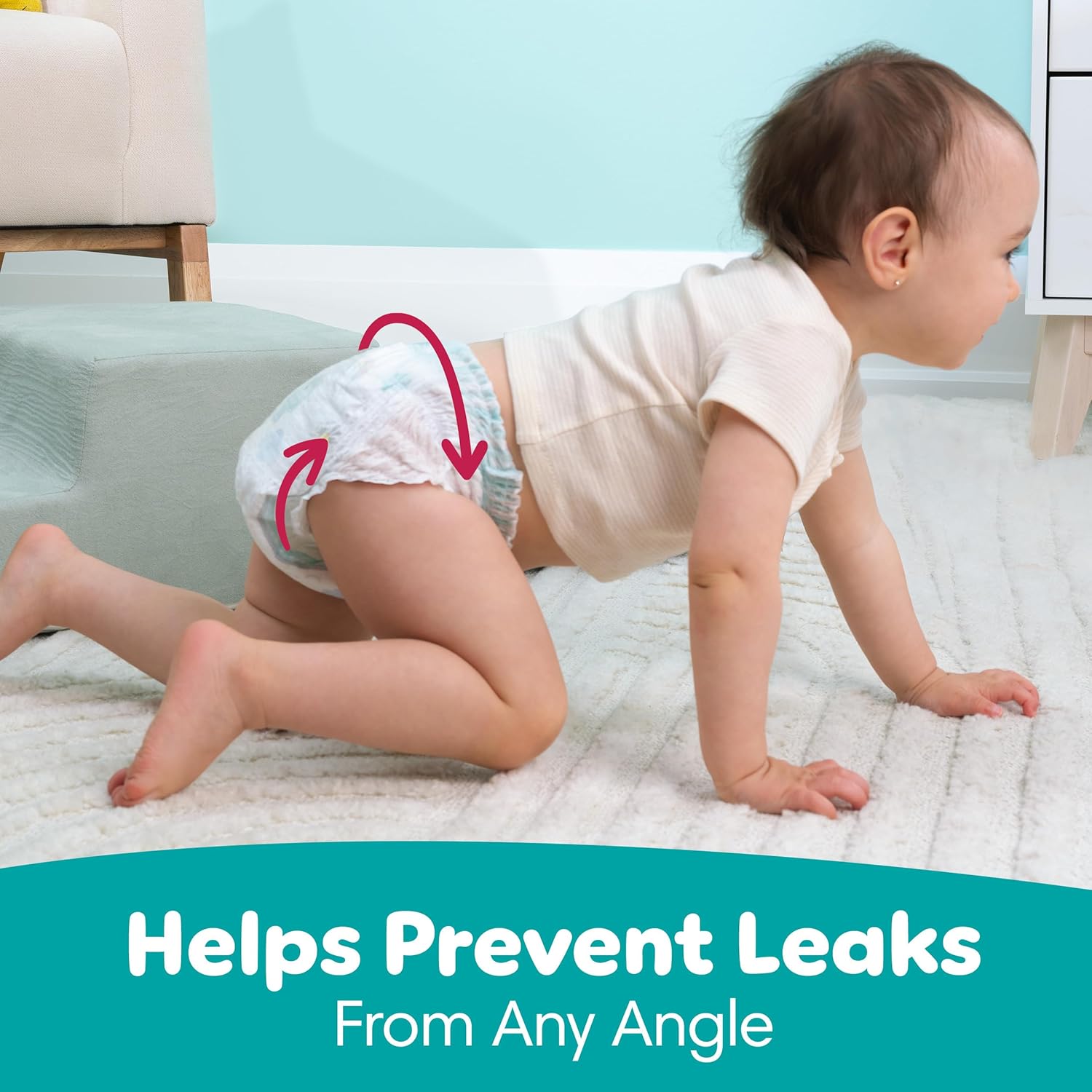 Pampers Diapers - Swaddlers 360° - Size 5, 17 Count, up to 100% Leakproof Comfy Dry Fit, Designed for Easy Changes, Pull On Baby Diaper