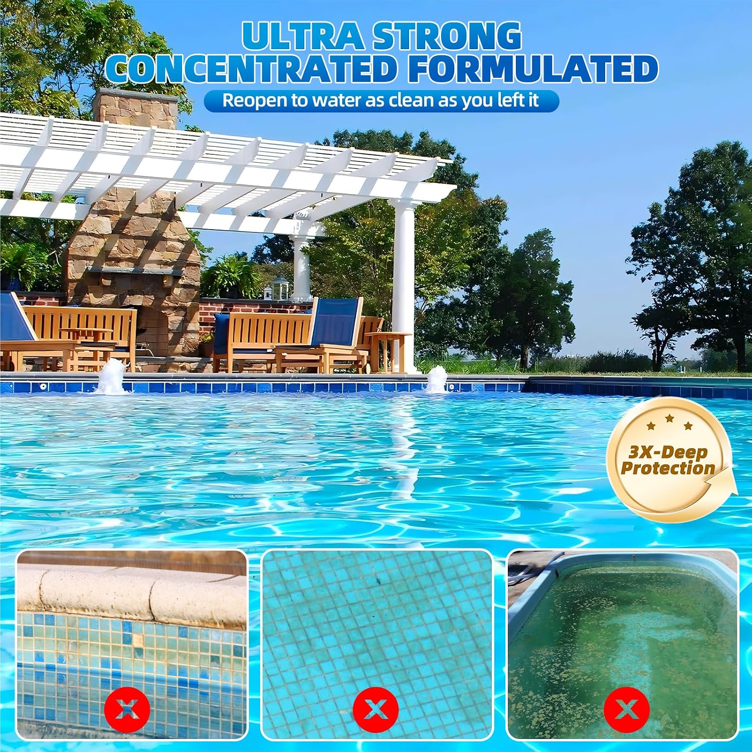 3 in 1 Pool Winter Closing Kit 16OZ - Upgraded Pool Winterizing Kit for Above Ground and Inground Pools, Easy to Use, & Natural Safe Closing Kit, Long Lasting Pool Closer- Up to 20,000 Gallon