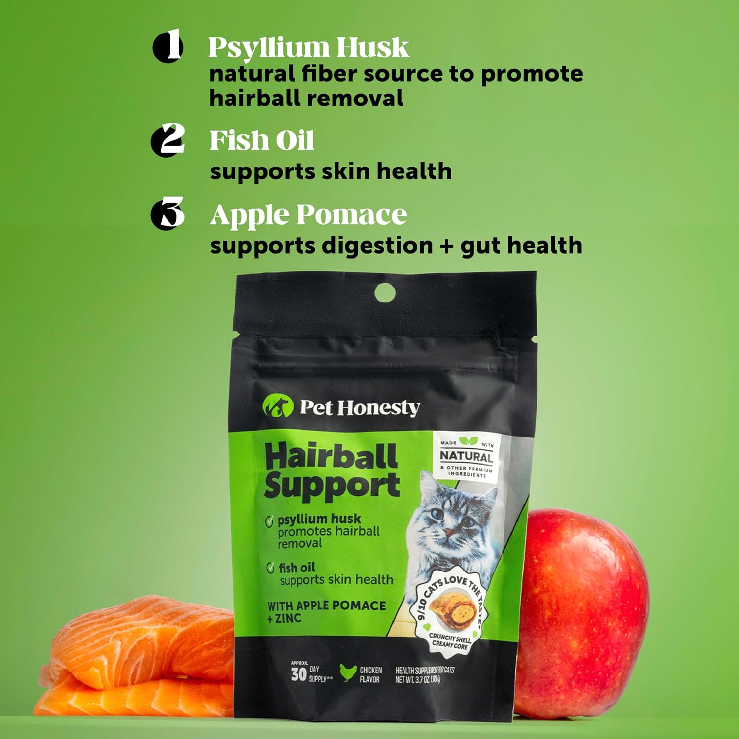 Cat Hairball Remedy Treats - Dual Texture Crunchy Creamy Hairball Treatment for Cats, Furball Relief Control Supplement with Fiber, Fish Oil for Indoor Cats Skin Coat Digestion (30-Day Supply)