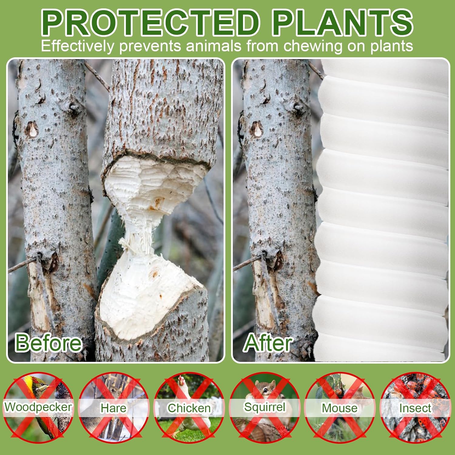 4/6/8/20 Pcs Tree Trunk Protector-2 Size Plastic Spiral Tree Guard Tree Trunk Protector Wrap Tree Bark Protector Tube Tree Wraps to Protect Bark Tree Saplings from Deer Cats Rodents Rabbit Mowers
