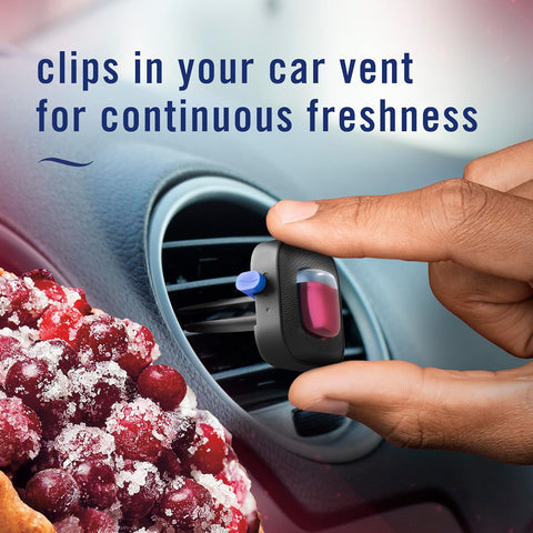 Febreze Car Air Freshener, Odor-Fighting Automotive Vent Clip, Scented Car Accessories, Long Lasting for Strong Odors, Cranberry Crumble Scent, 4 Count