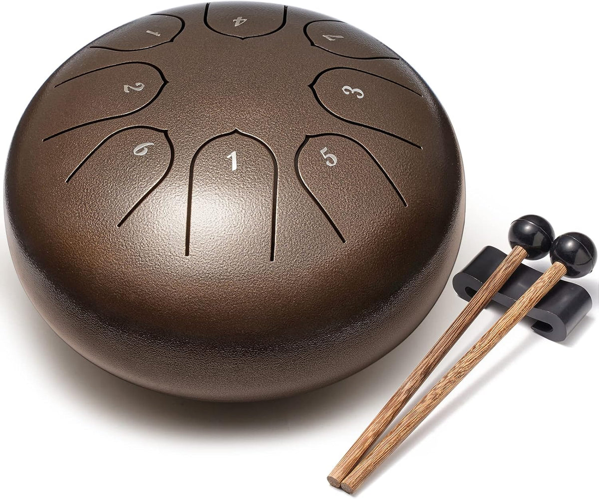 Steel Tongue Drum 6 Inch 8 Notes Musical Instrument, Rain Drum Style Gift