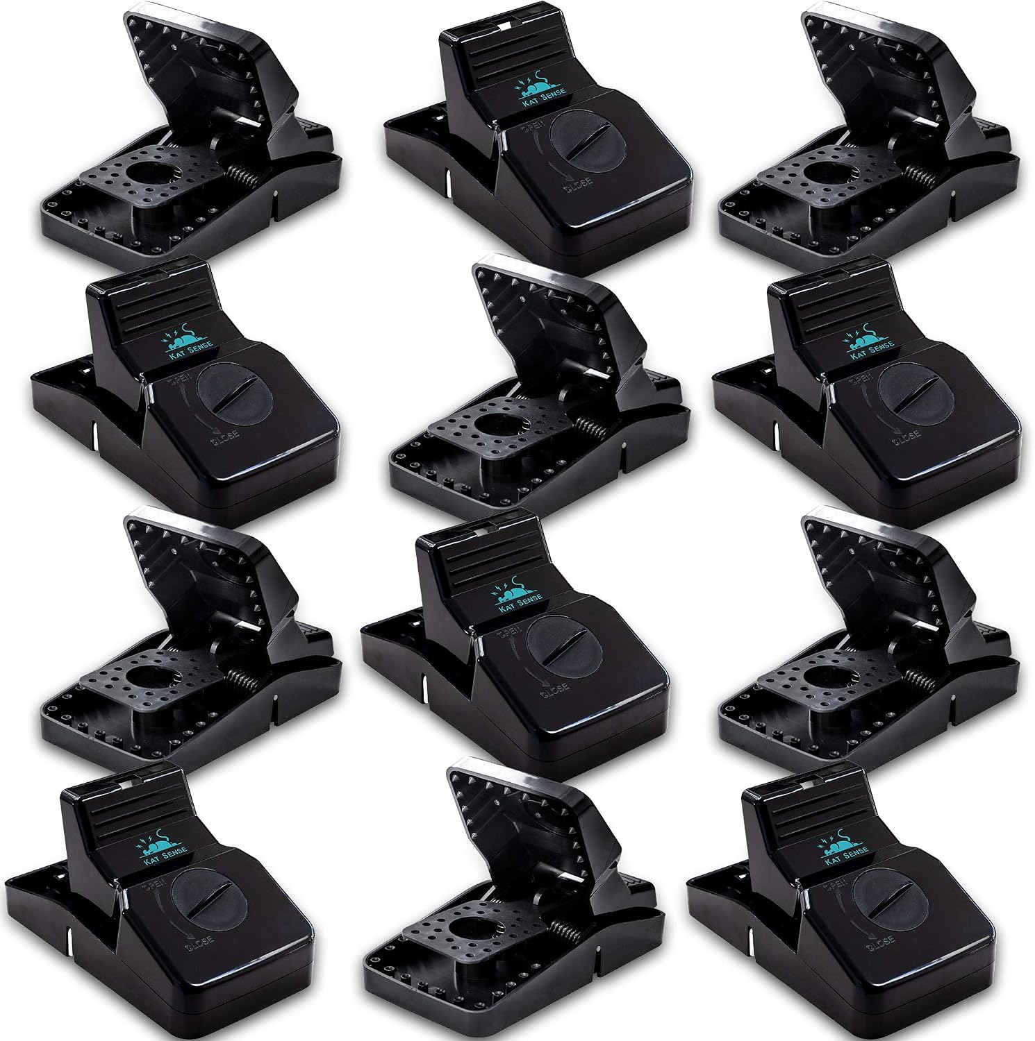 Kat Sense Rat Traps for House (12 Pack) Humane Rodent Trap for Instant Kill Results, Easy to Use Mouse Traps, Effective Anti-Rodent Solution, Reusable, Indoor ‘N Outdoor