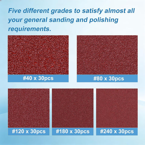 150pcs Mouse Detail Sander Sandpaper Assorted Grits