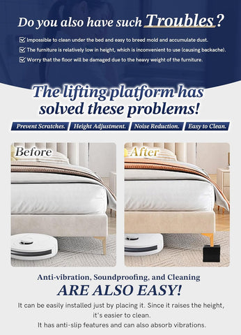 EclatBain Rectangular Adjustable Bed Risers 1.5 Inch, 4000 lbs, 4 Pack