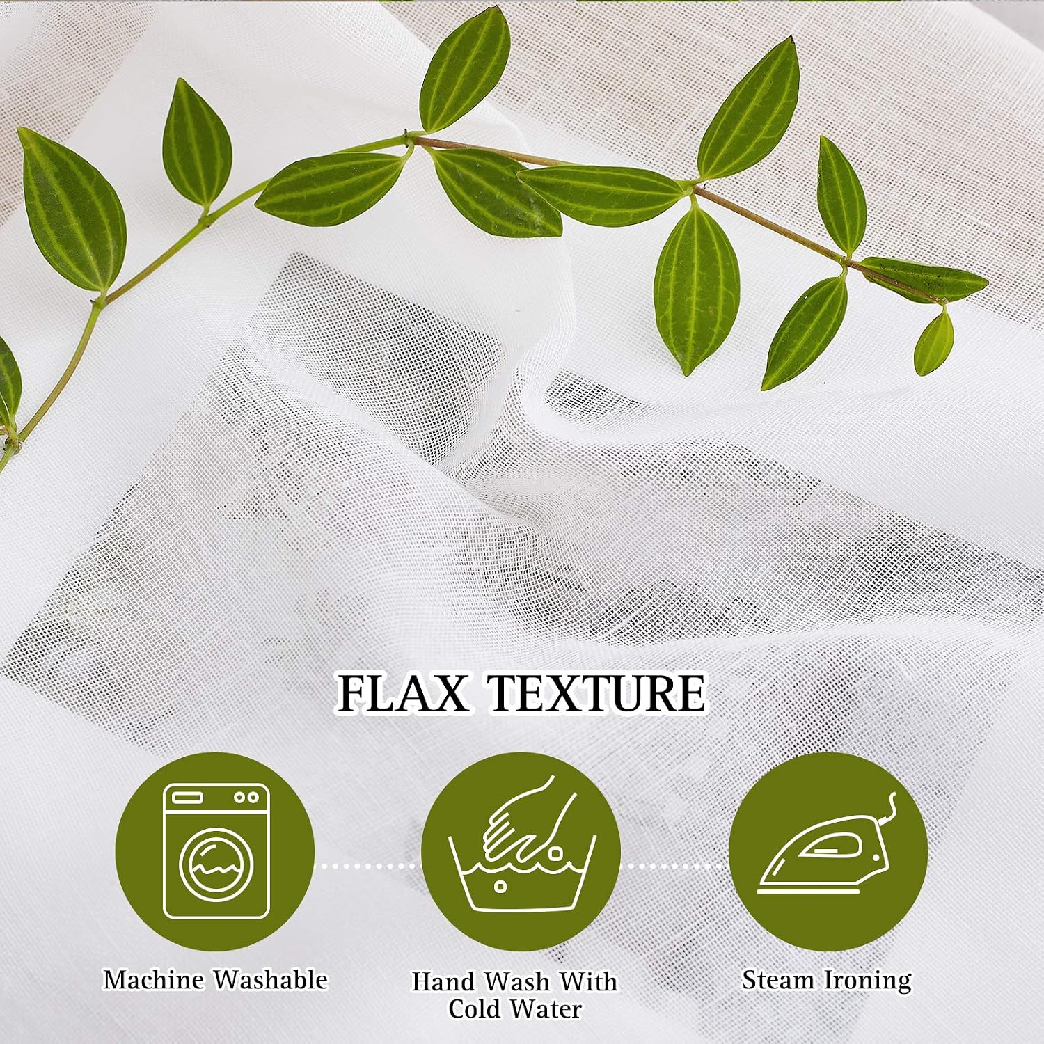 NICETOWN White Linen Curtains 108 Inches Extra Long 2 Panels Set, W52xL108