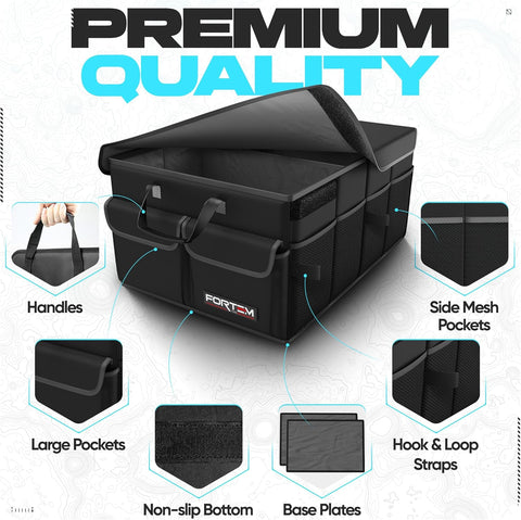 FORTEM Trunk Organizer - Foldable Car Organizer & Storage for SUVs & Trucks