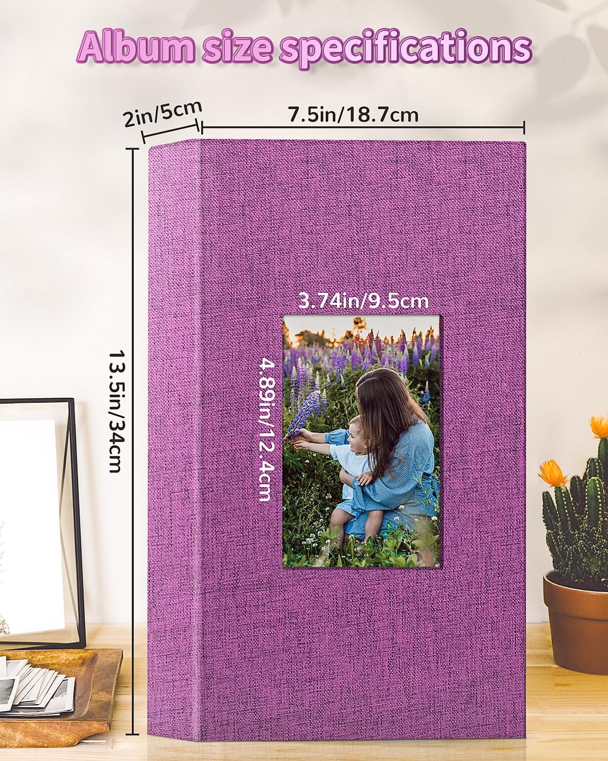 Artfeel Photo Album 4x6 with 300 Pockets,Slip-in Picture Albums,Linen Cover Memory Book with Front Window,White Page Vertical Photo Book for Wedding,Family,Anniversare,Baby,Vacation