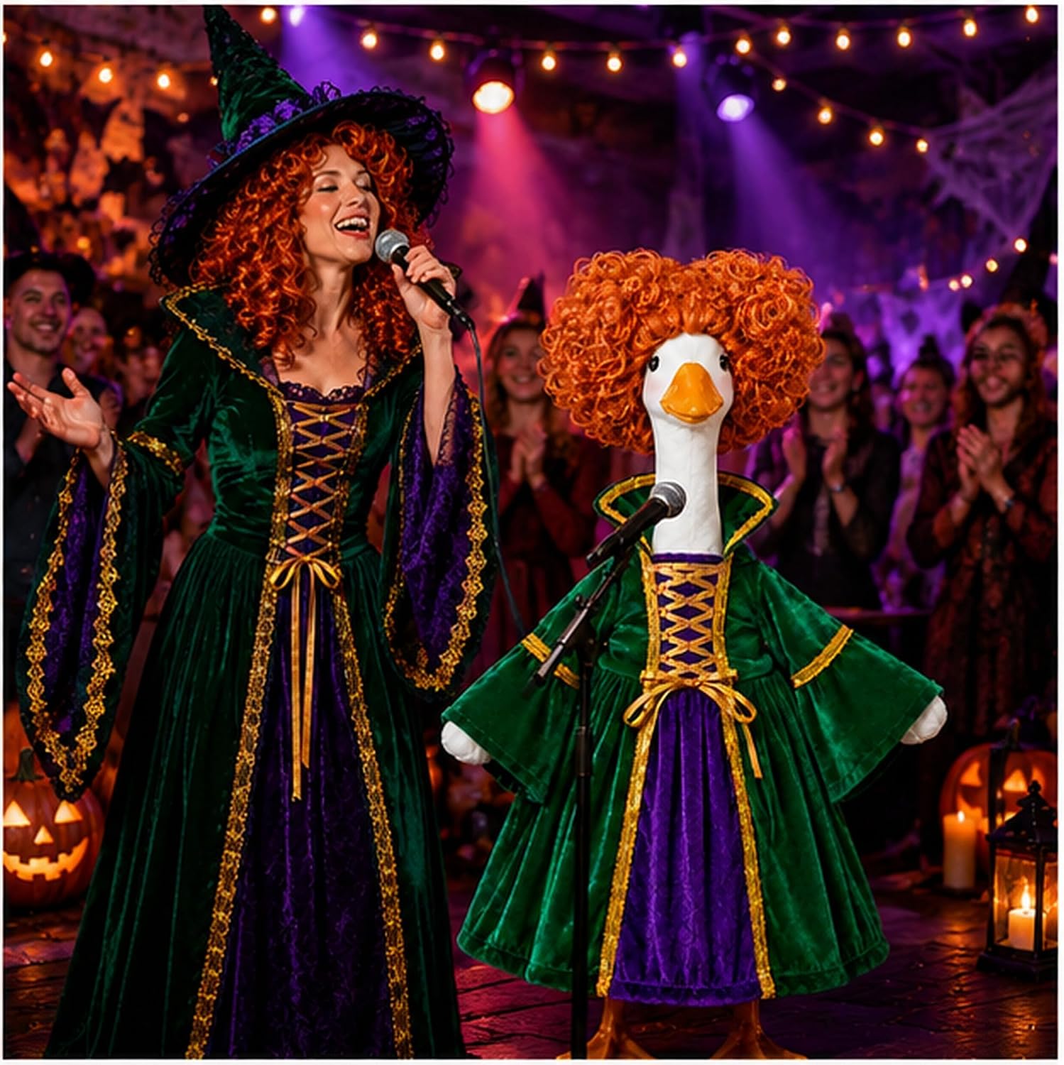 Porch Goose Halloween Outfit Witch Costume for 23-Inch Goose Statues
