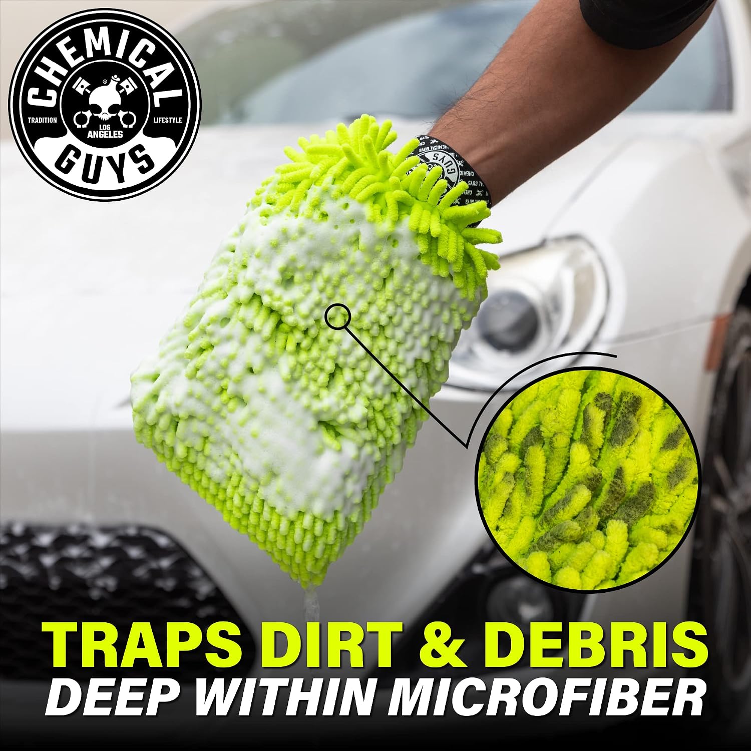 Chemical Guys, Chenille Microfiber Wash Mitt for Cars, Scratch-Free, 2 Pack