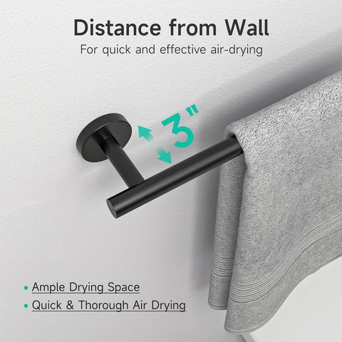2-Pack Matte Black Towel Bar, 24-Inch Towel Racks for Bathroom