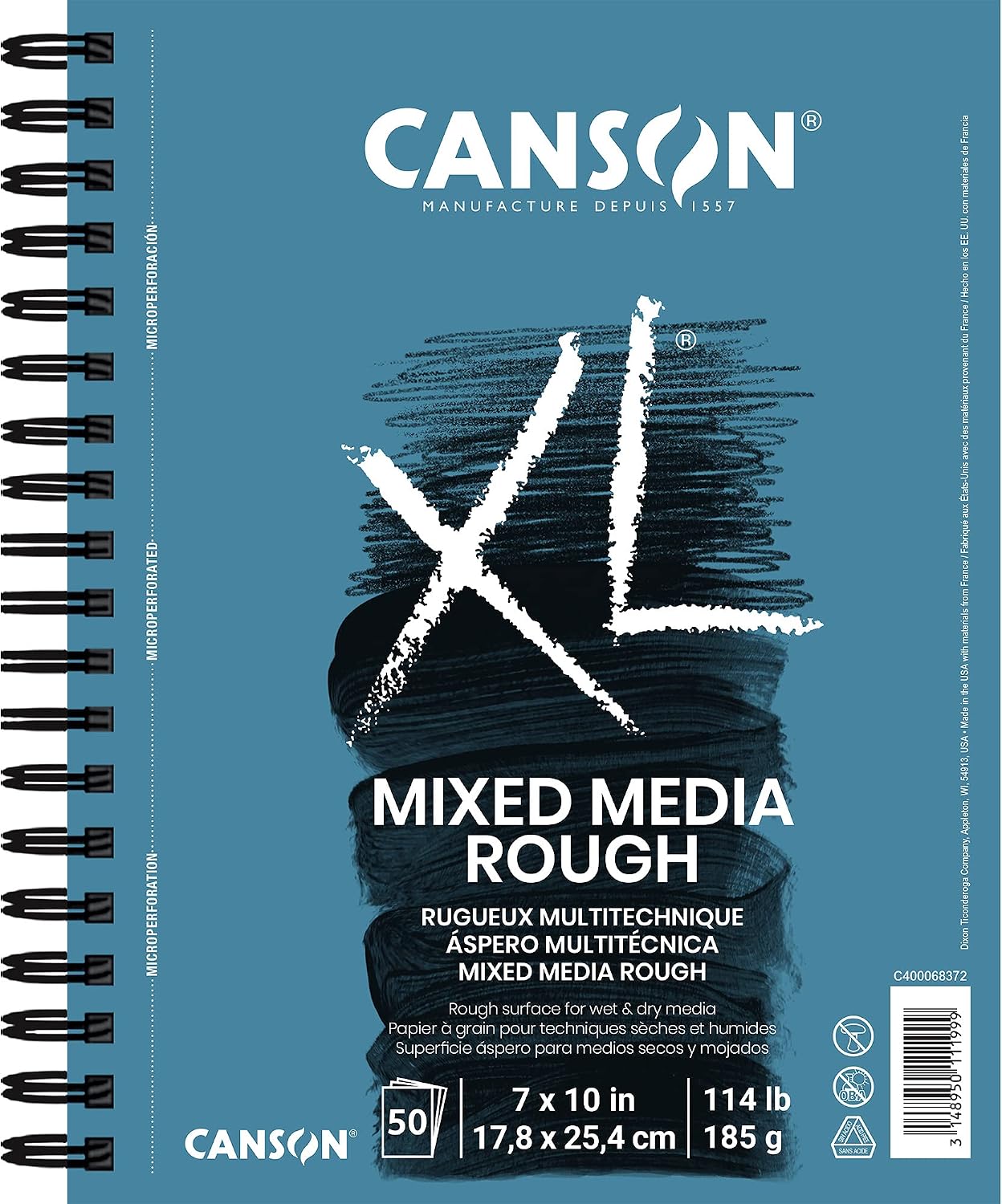 Canson XL Series Mix Media Pad, 14" x 17", White, 98 lb. (160gsm), 60 Sheets/Pad, Pack of 3 Pads, 180 Sheets Total