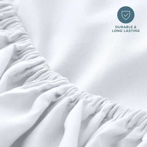 Bare Home Queen Fitted Sheet - 1800 Ultra-Soft (Queen, White)