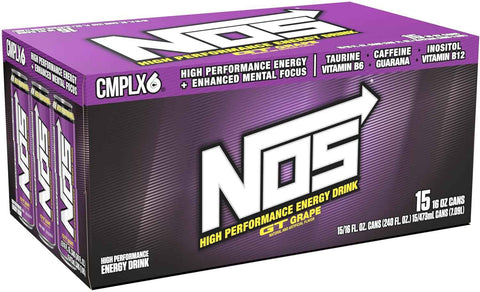 NOS GT Grape: High Performance Energy Drink. 16 Fl oz | Pack of 15