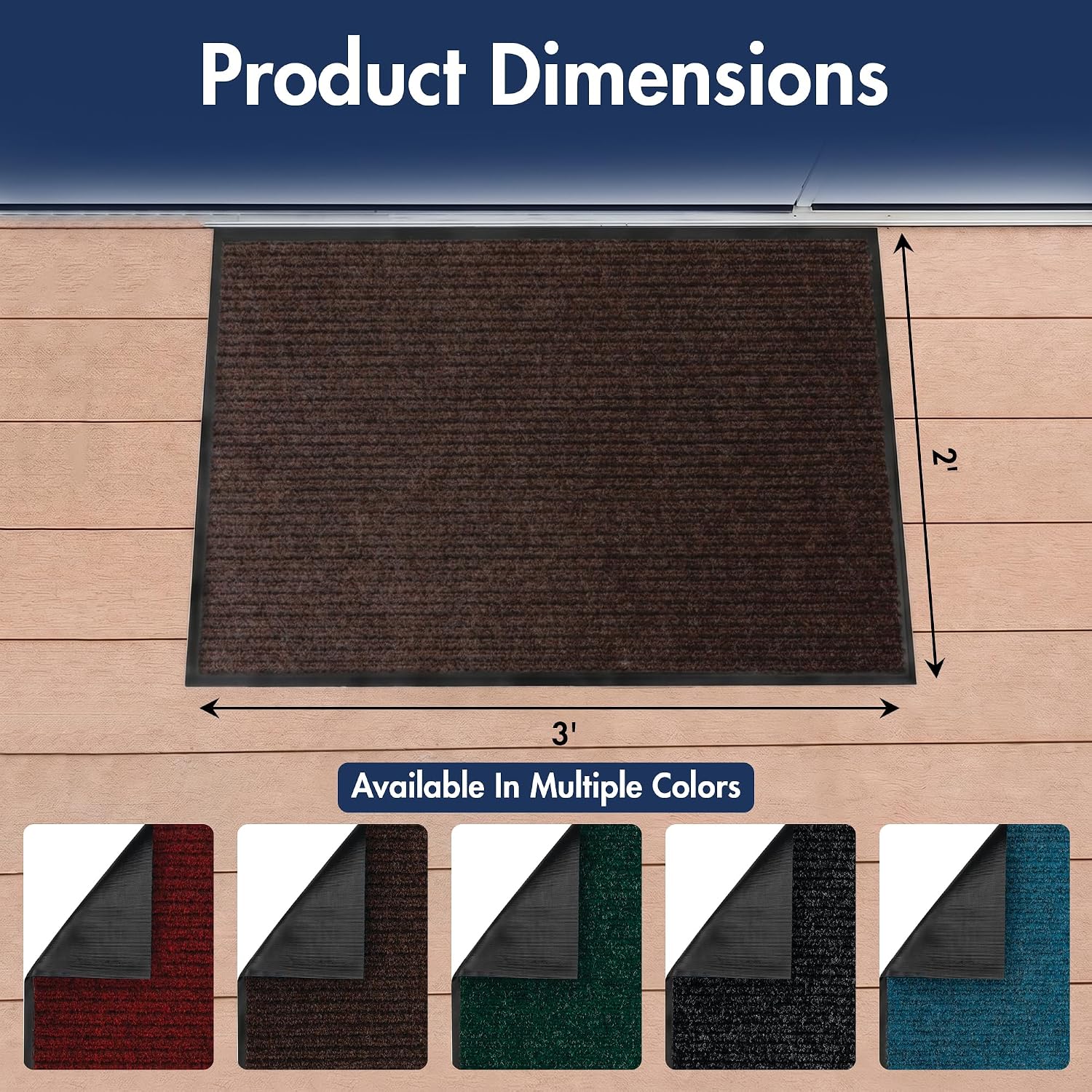 Notrax 109 Industrial Door Mat, 2' x 3' Brown, Made in the USA