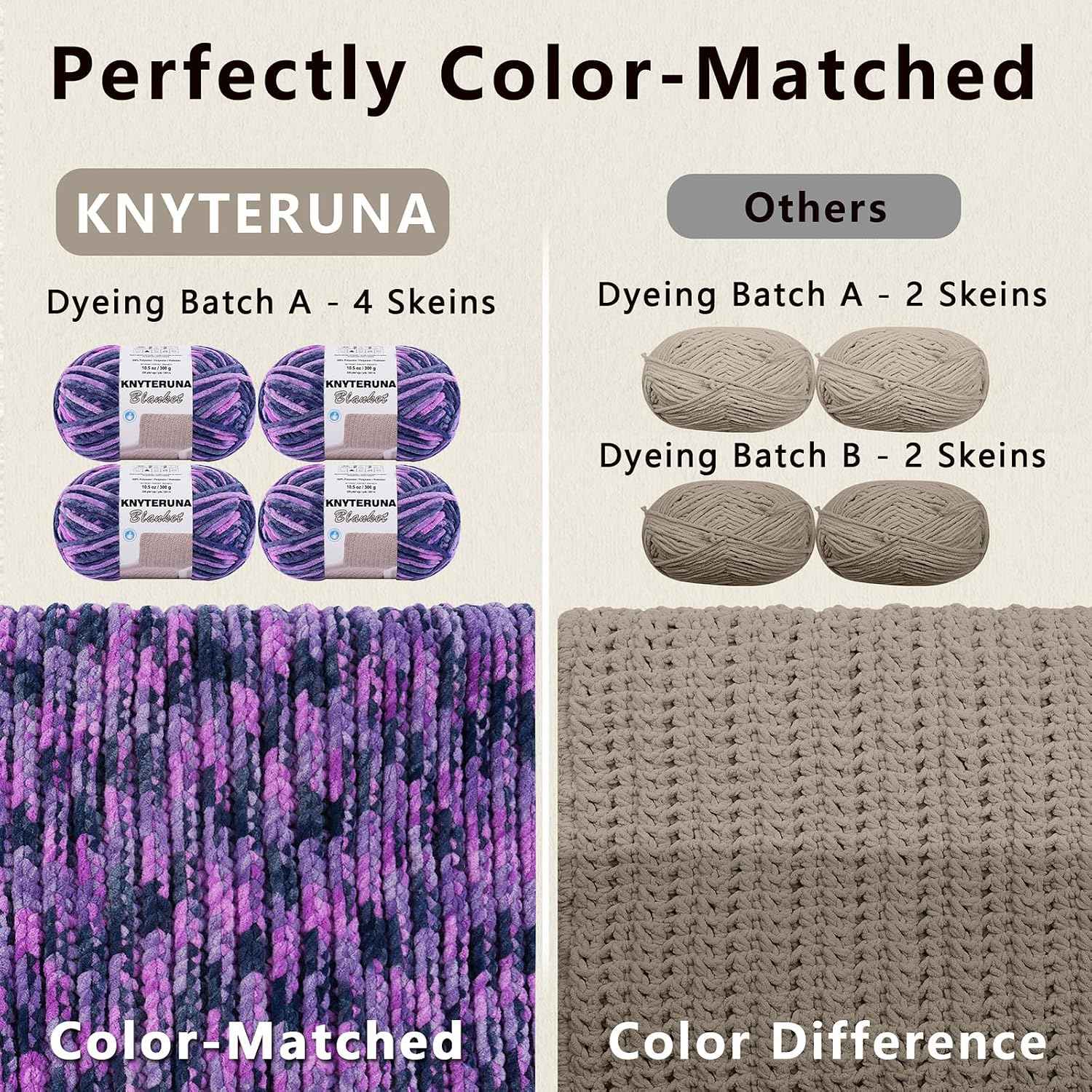 #6 Super Bulky Blanket Yarn for Crocheting - 4 Skeins(Each 10.5oz/300g, 220yds/201m), Chunky Chenille Thick Plush Big Soft Yarn for Crocheting Knitting Blankets, Orange & Rose & Purple