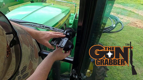 The Gun Grabber Tractor Gun Rack Mounts to Your Tractor Windshield with Extra Insert