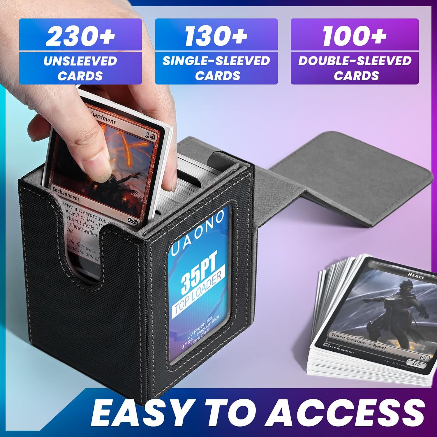 UAONO Card Deck Box for MTG Commander, Fits 100 Double-Sleeved Cards