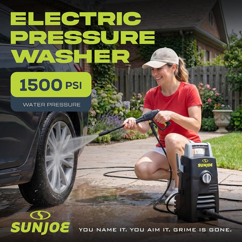 Sun Joe Electric Pressure Washer with Powerful Motor for Cars/Fences/Patios/All Uses, Safety First GFCI Power Cord, Adjustable Spray Wand & Total Stop System, 20-Foot Hose, Black, SPX205E-XT