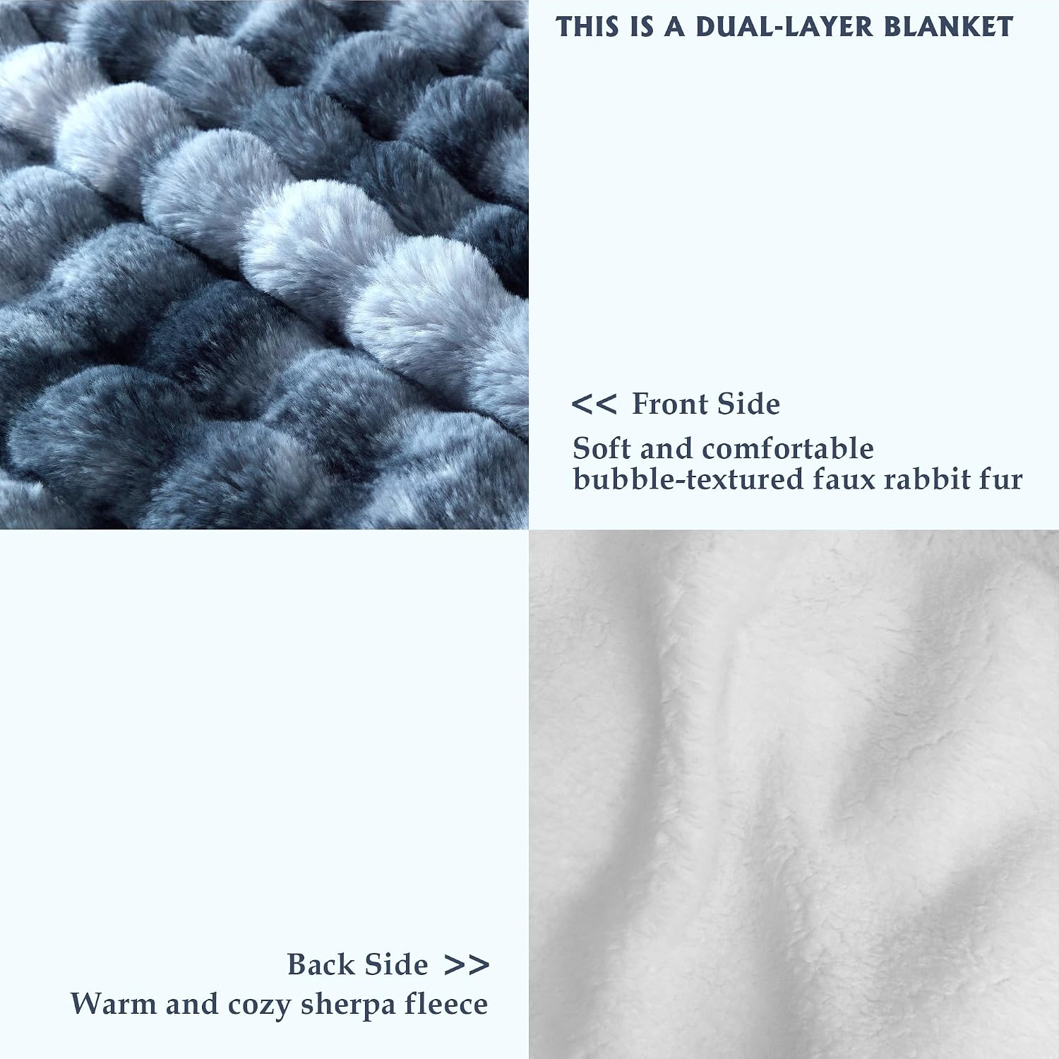 60"x80" Ultra-Soft Fuzzy Faux Fur Twin Blanket, Dark Blue Tie Dye