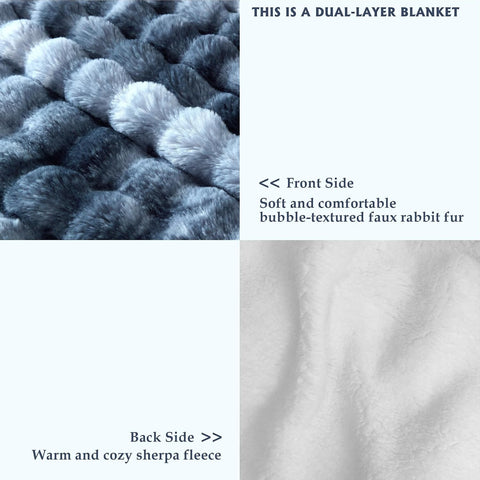 60"x80" Ultra-Soft Fuzzy Faux Fur Twin Blanket, Dark Blue Tie Dye