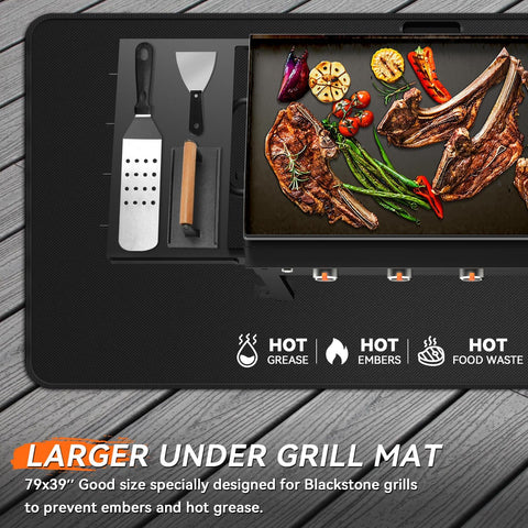 79x39 inches Large Under Grill Mats for Blackstone Outdoor Deck BBQ