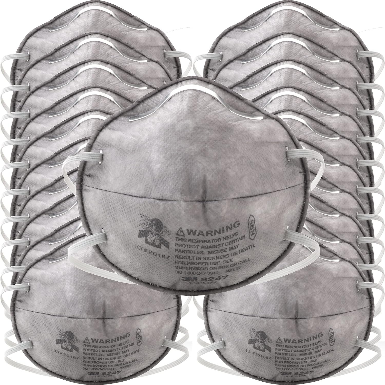3M Particulate Disposable Respirator 8247, Pack of 20, R95, NIOSH Approved