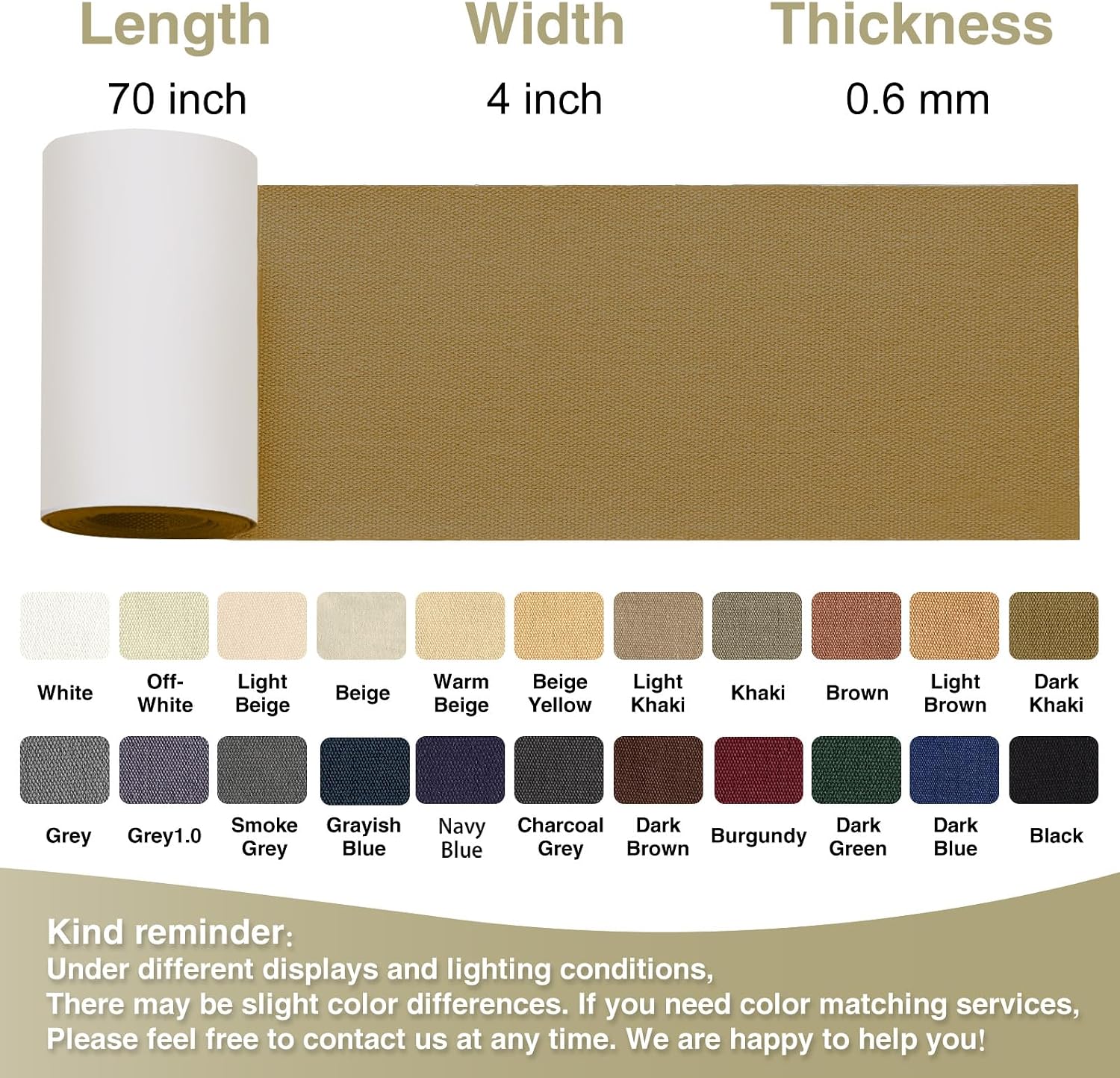 Gheeidau Canvas Repair Tape 4×70 Inch Waterproof Self-Adhesive Fabric Repair Patch for Repairing Boat Covers,Tents,Patio Umbrellas,Car Seats,Luggage,Sofas.(Dark Khaki)