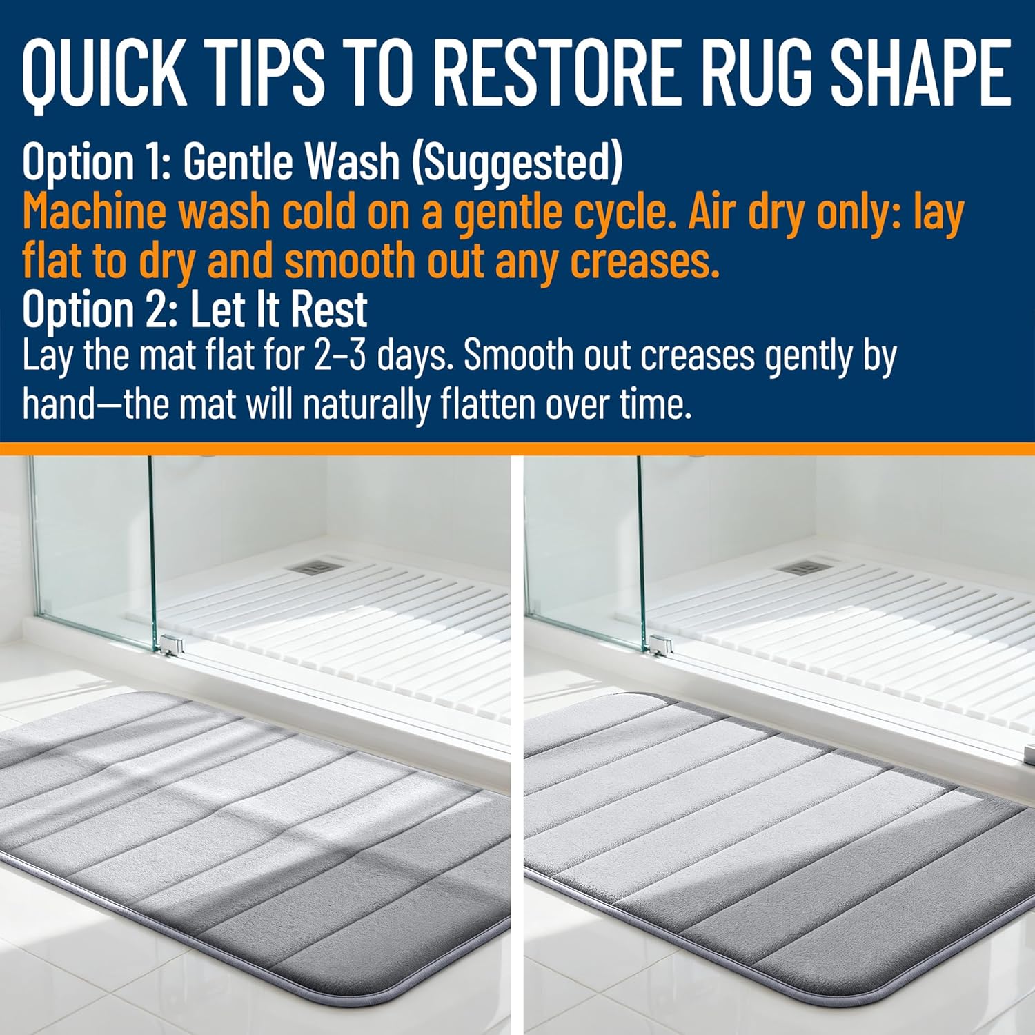 OLANLY Memory Foam Bath Mat 24x16, Super Soft and Absorbent Bathroom Rugs