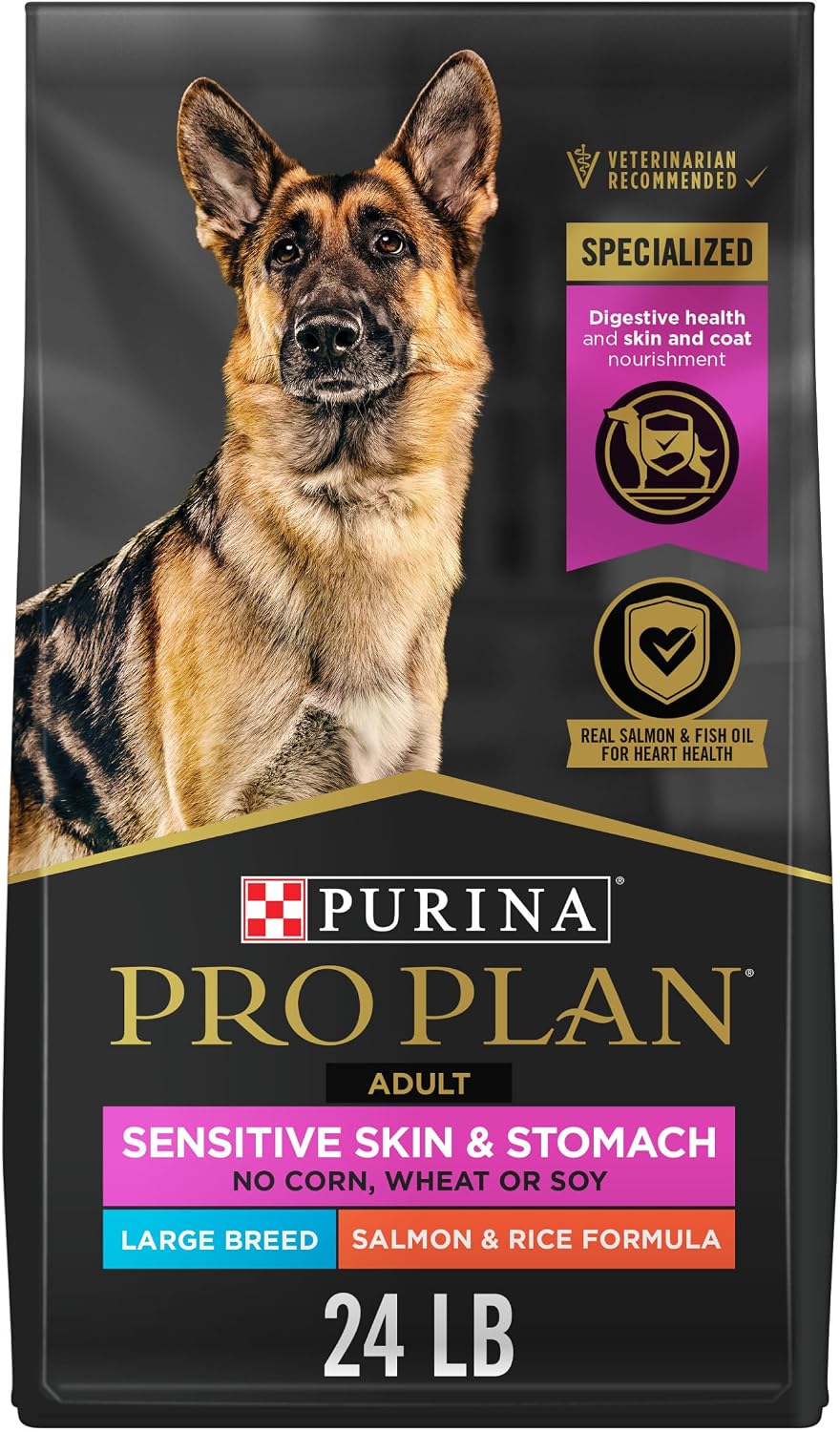 Purina Pro Plan Sensitive Skin & Stomach Large Breed Dog Food, 24 lb Bag