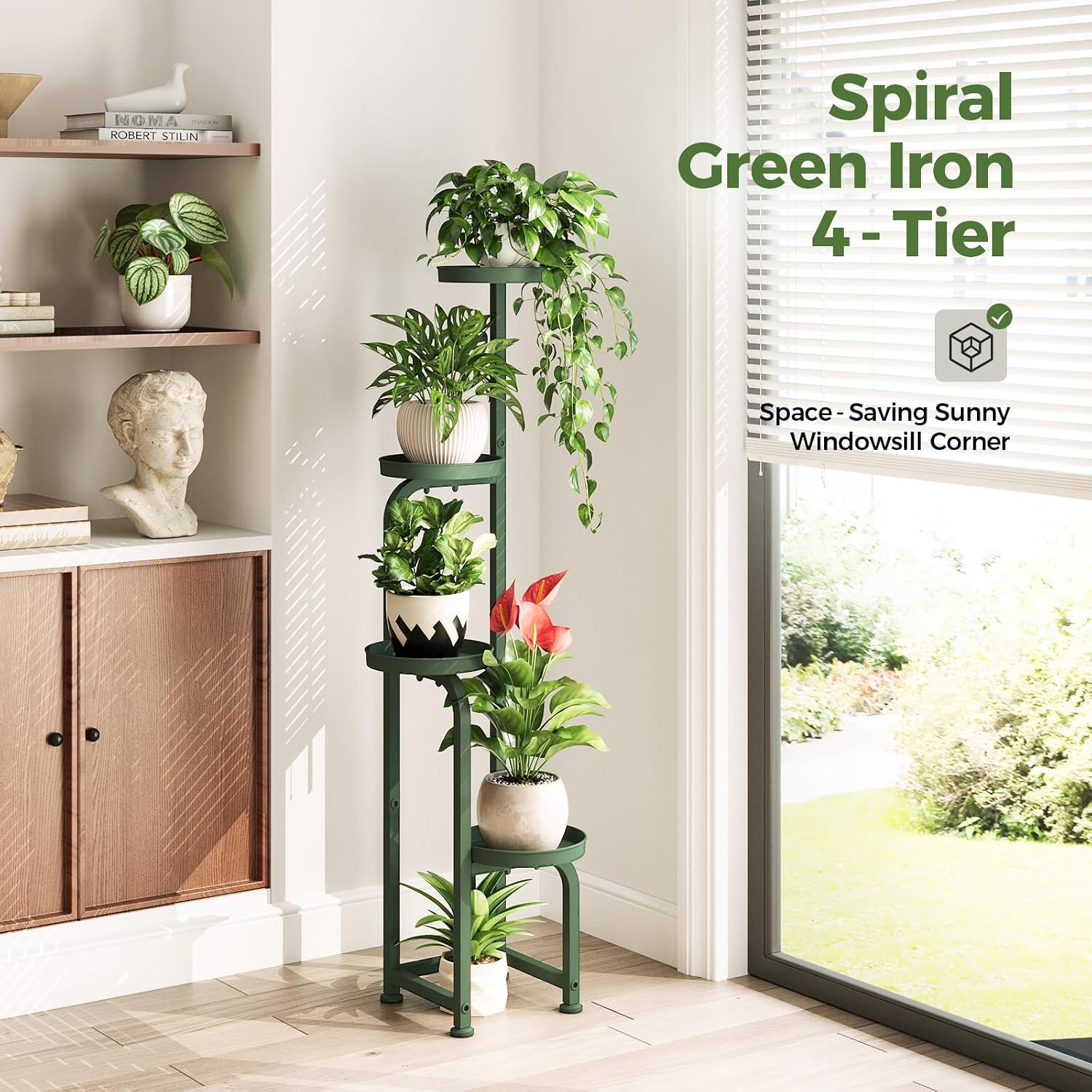 Bamworld Corner Plant Stand Indoor Outdoor Tall Metal Flower Pot Stands