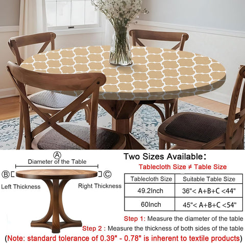 opstellen Fitted Round Tablecloth Weather Proof Table Cloth Heavy Duty Polyester Indoor Outdoor Circle Cover for 36-44" Tables Outside Parties Gear Gifts Spring Summer Fall Picnic Garden Necessities