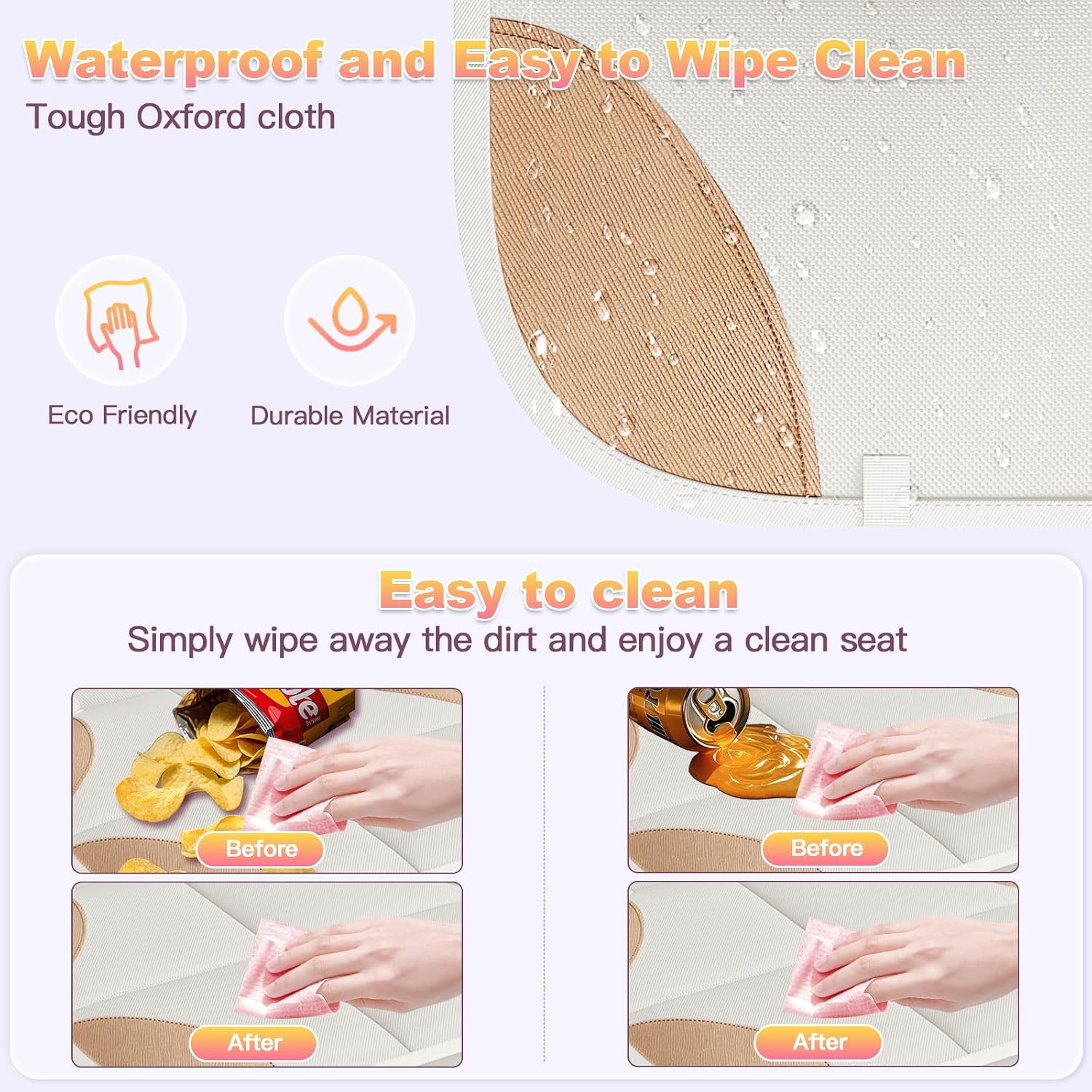 SMART ELF 2 Pack Car Seat Protector-600D Fabric Waterproof (Beige Brown)