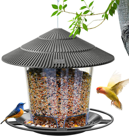 Hanizi Bird Feeder Outdoor Hanging for Wild Bird Seed, Grey