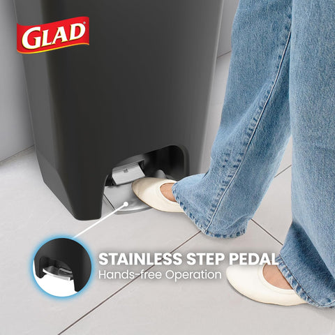 Glad Premium Trash Can with Clorox Odor Protection, 13 Gallon, Black