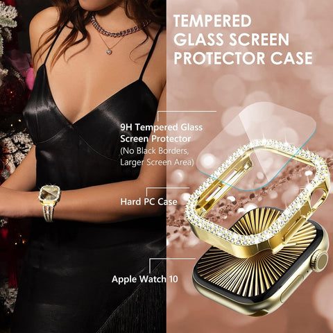 Surace Bling Case with Screen Protector for Apple Watch Series 11/10 42mm