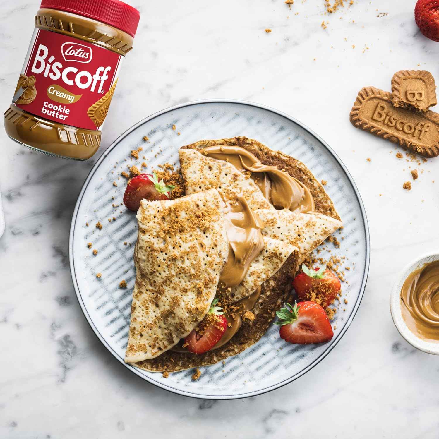Lotus Biscoff, Cookie Butter Spread, Creamy, non GMO + Vegan, 14.1 oz, Pack of 8 | Bulk pack of smooth spread (3,2kg) – vegan, nut free, no added colours or flavours, great for stocking up