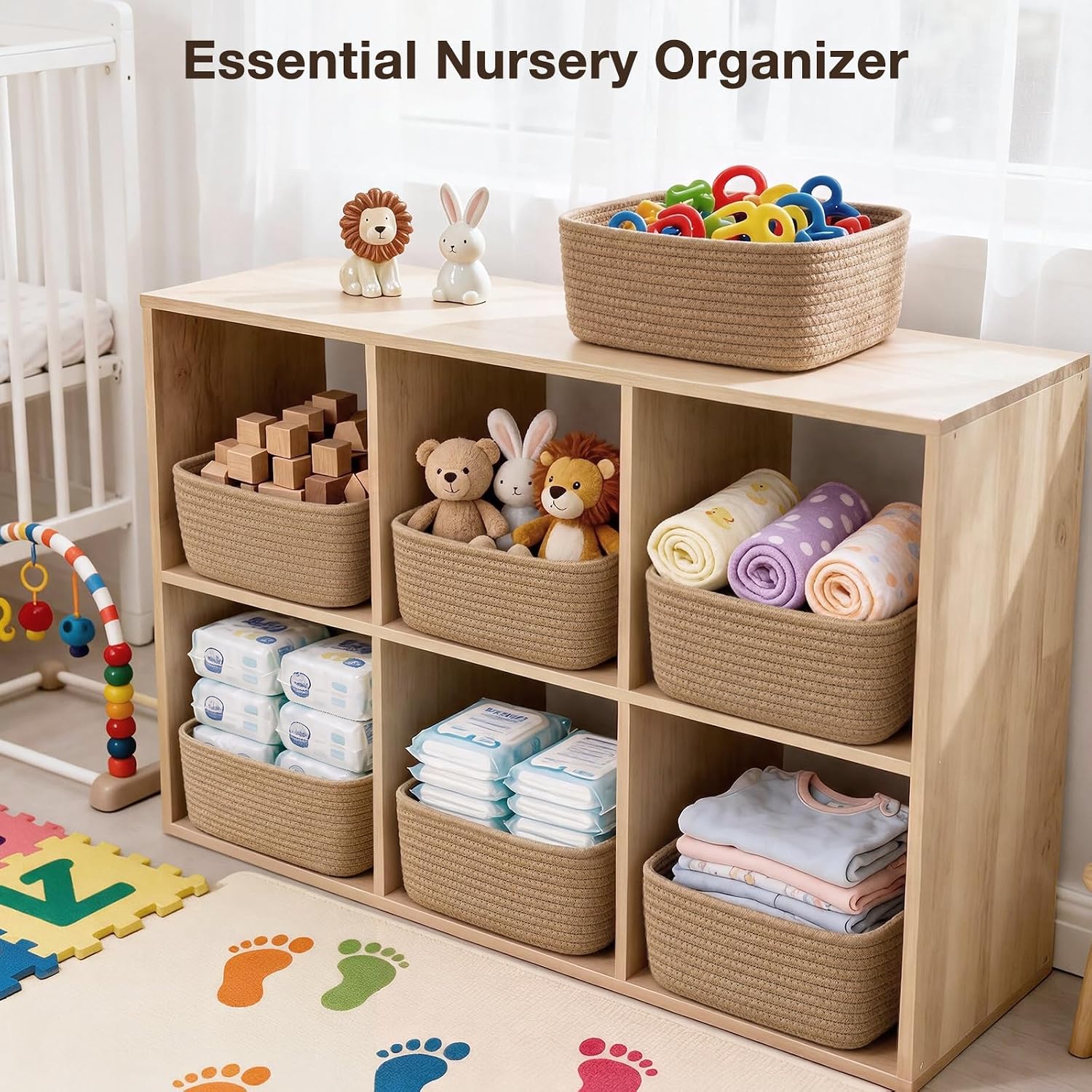3 Pack Small Baskets for Organizing, Woven Storage Baskets for Shelves
