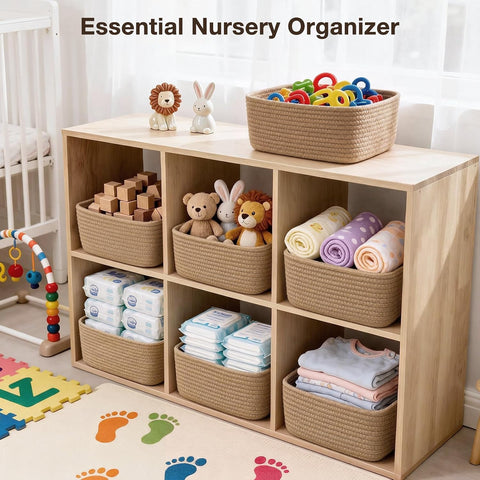 3 Pack Small Baskets for Organizing, Woven Storage Baskets for Shelves