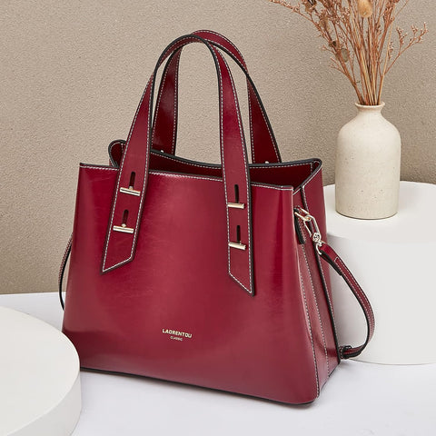 LAORENTOU Women Crossbody Handbags Genuine Leather Satchel Handbags for Women Top-handle Shoulder Tote Purses
