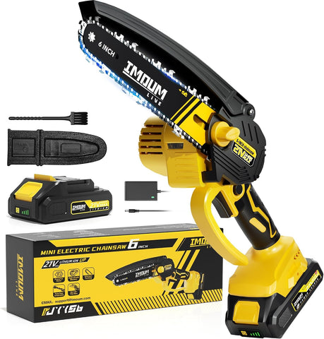 6-Inch Mini Chainsaw Cordless, 21V 2.0Ah Battery Powered Electric Pruning Saw, One-Hand Chain Saw for Tree Trimming, Lightweight, Small and Easy Control for Seniors, Women, Beginners & Yard Work