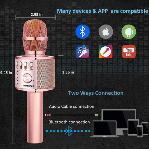 BONAOK Wireless Bluetooth Karaoke Microphone, 3-in-1 Portable Handheld Mic Speaker Machine for All Smartphones,Gifts to Girls Kids Adults All Age Q37(Champagne)