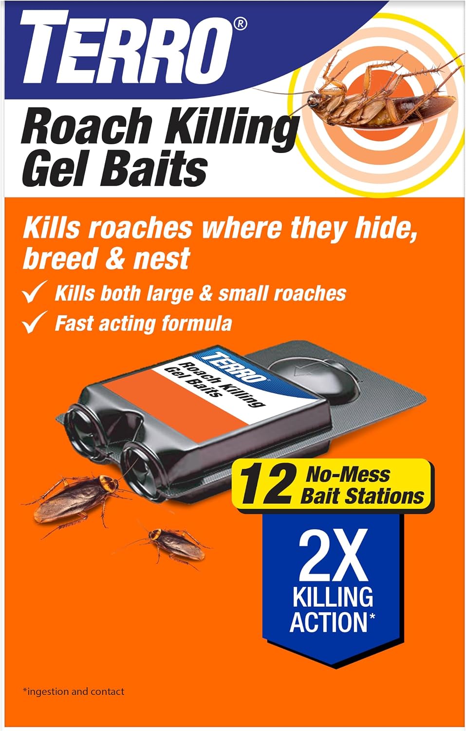TERRO Roach Killer Gel Bait Stations, 12-Pack, Ready-to-Use Cockroach Bait