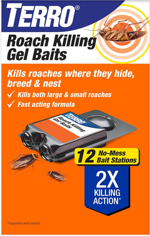 TERRO Roach Killer Gel Bait Stations, 12-Pack, Ready-to-Use Cockroach Bait
