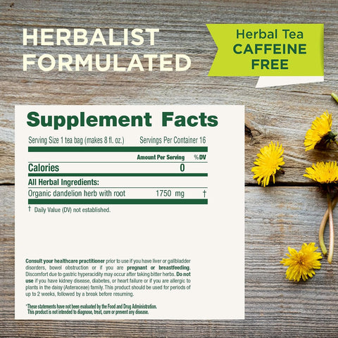 Traditional Medicinals Organic, Dandelion Leaf & Root - Dandelion Root Tea, Supports Normal Detox + Digestion - Kosher, Non-GMO, Caffeine-Free, Compostable - 96 Tea Bags (6 Packs of 16)