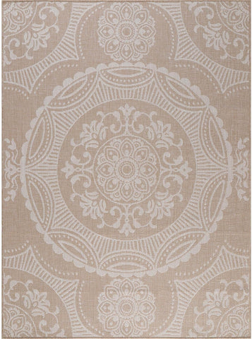 Luul Home Medallion Outdoor Rug 8x10 Washable Outside Carpet for Indoor Patio Porch Waterproof Easy Cleaning Non Shedding Area Rugs Beige 8 x 10