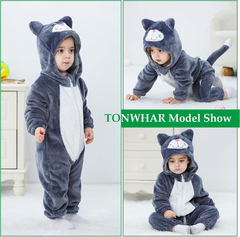 TONWHAR Baby Halloween Costume Hooded Romper – Infants Toddlers Animal Jumpsuit for Fall Winter Kids Daily Playwear